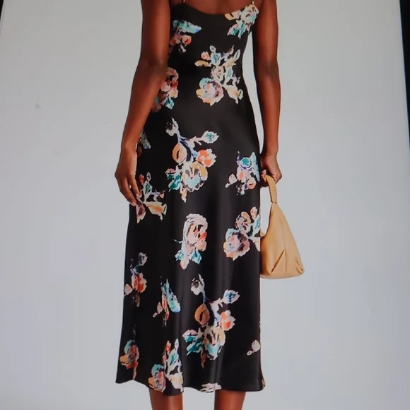 Vince Black Floral Midi Dress - Picture 3 of 4